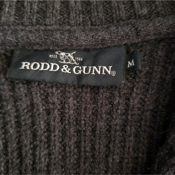 Rodd & Gunn Gray Quarter Zip Long Sleeve Ribbed Knit Raglan Sweater Pullover Med - Picture 10 of 12